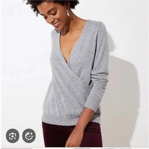 NWOT LOFT Gray Wrap Sweater